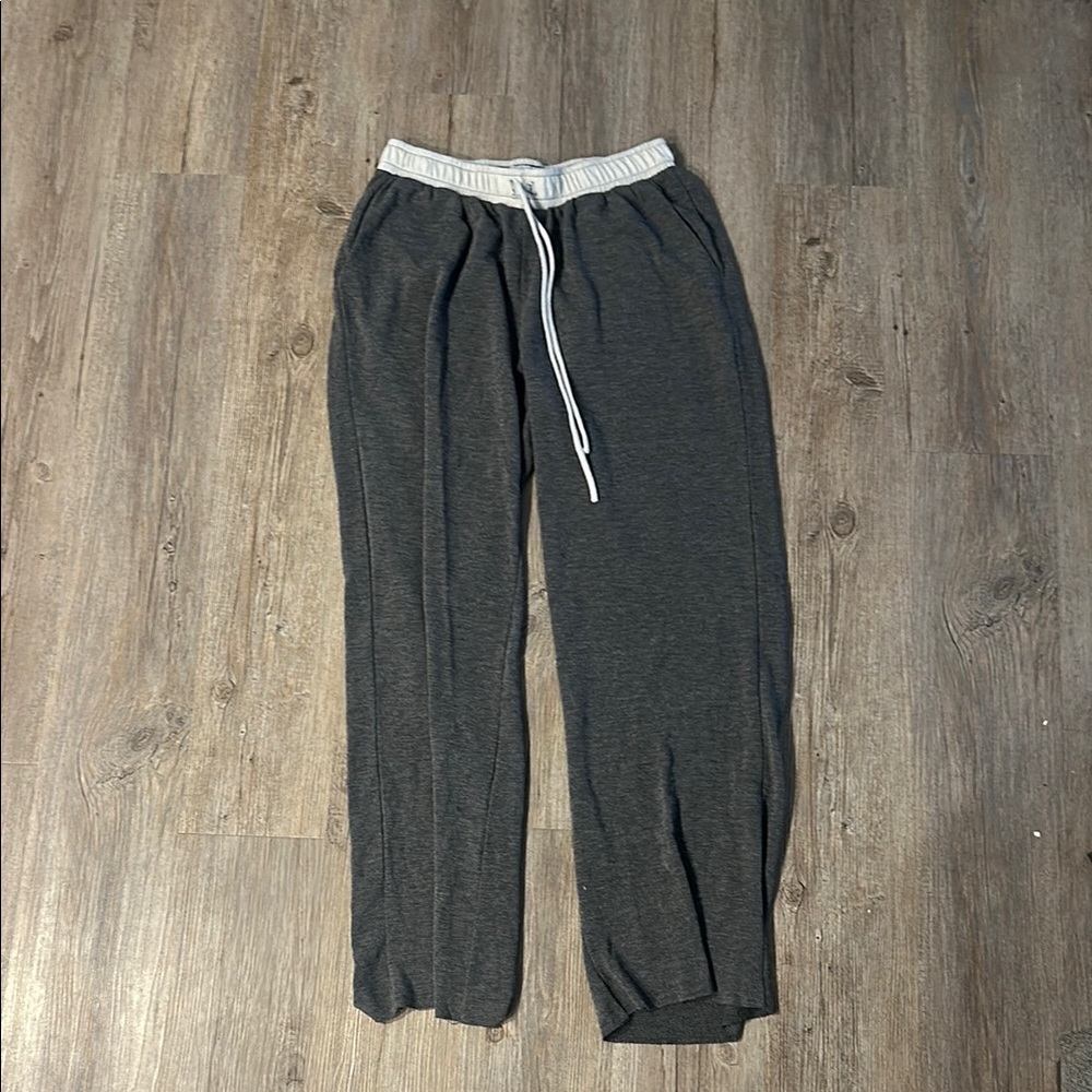 Gray Lounge Pants with White Drawstring